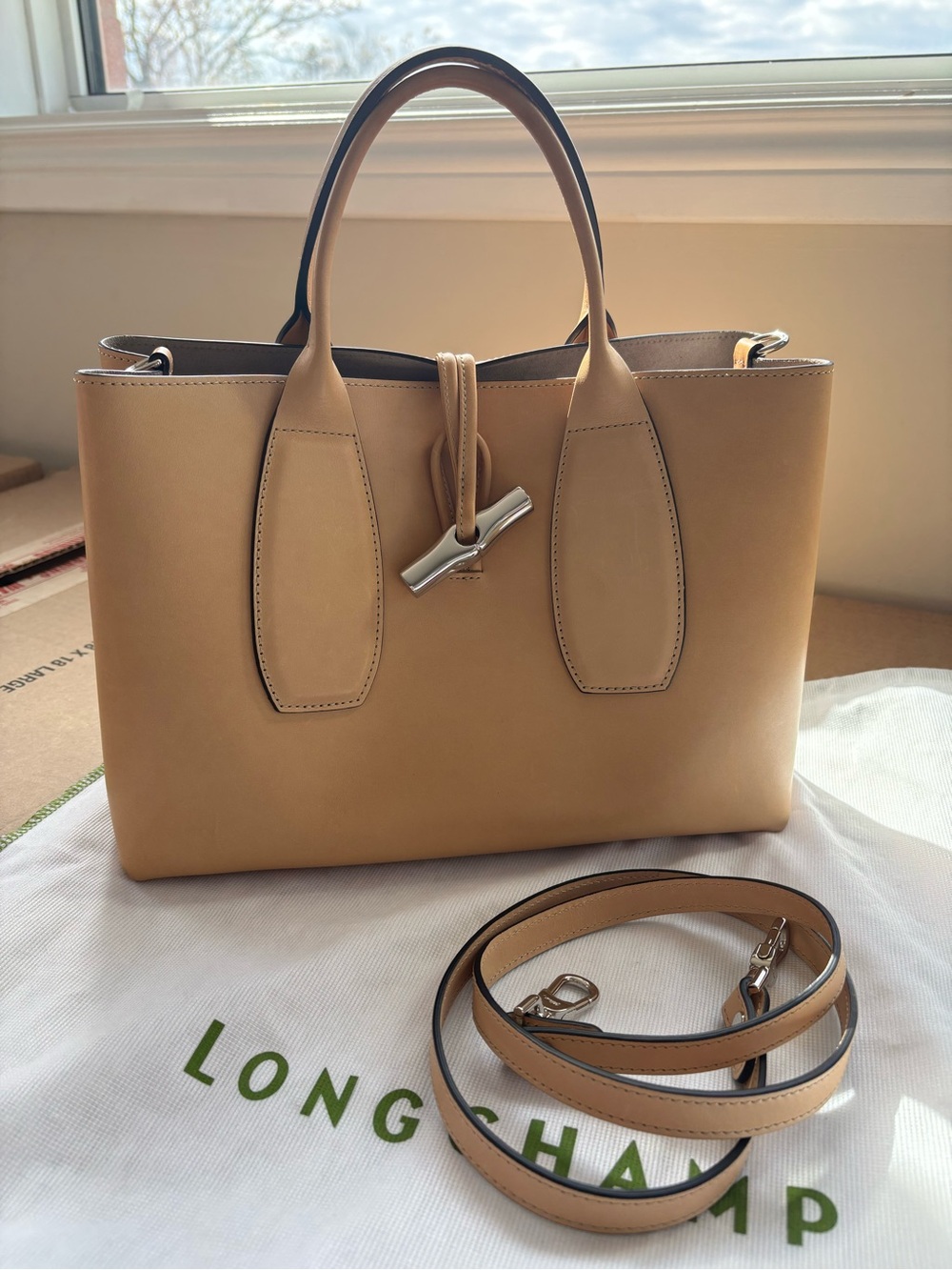 Longchamp roseau top handle bag size M